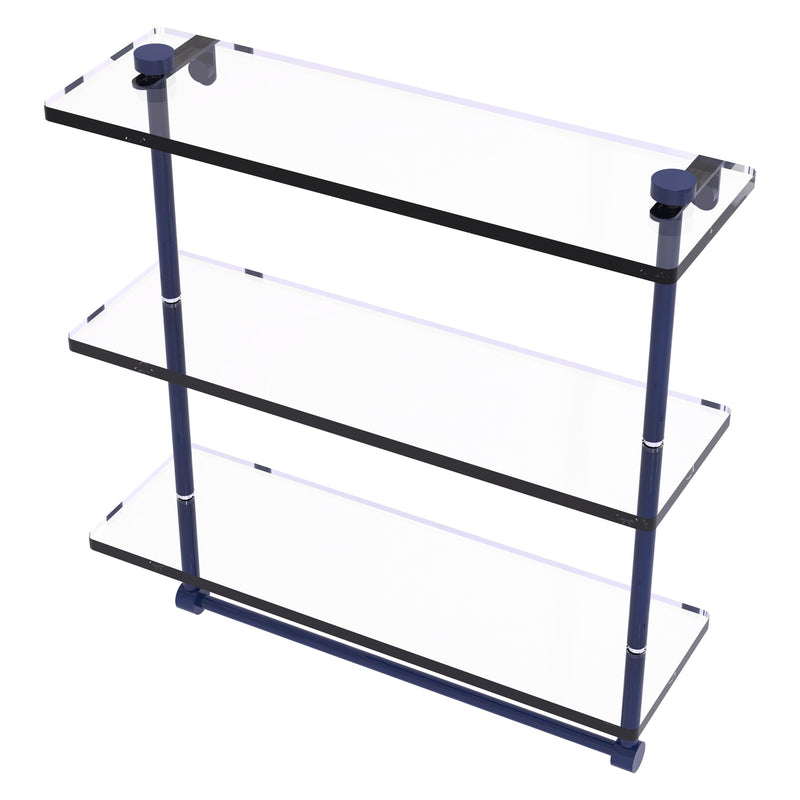 Triple Tiered Glass Shelf with Integrated Towel Bar