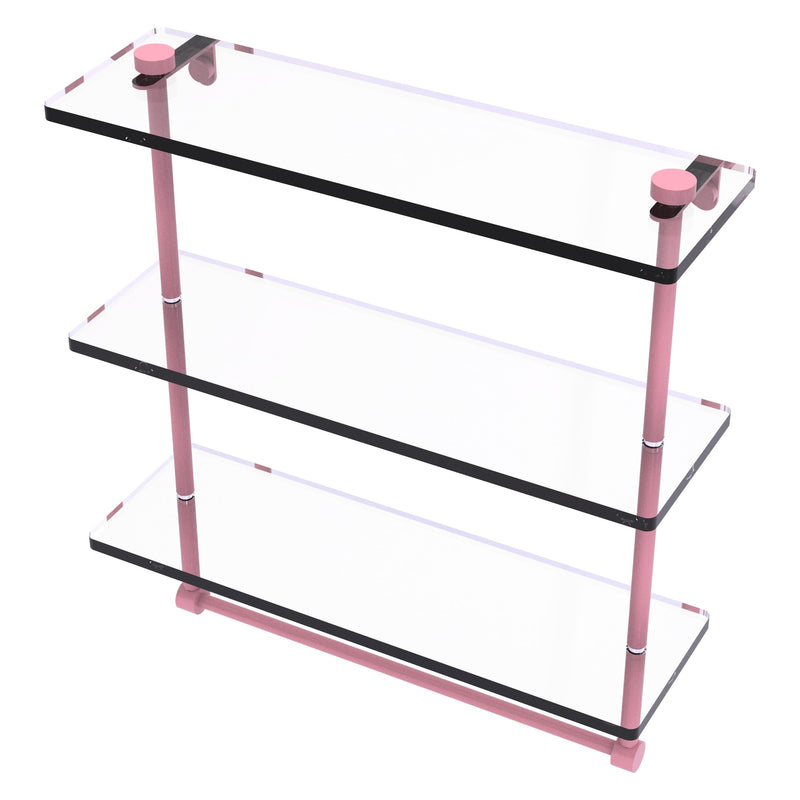 Triple Tiered Glass Shelf with Integrated Towel Bar