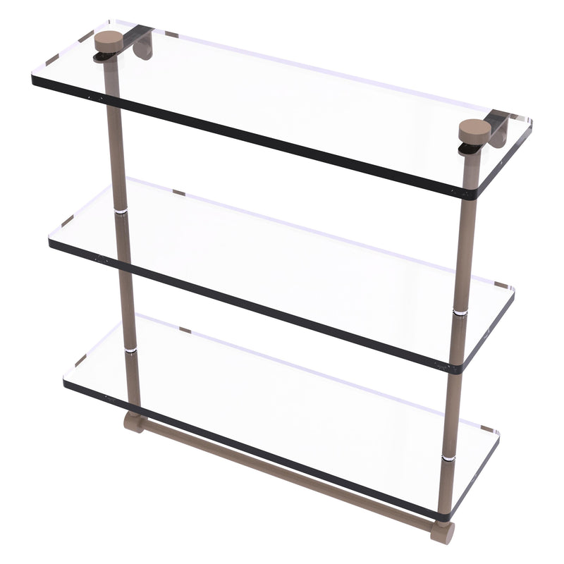 Triple Tiered Glass Shelf with Integrated Towel Bar