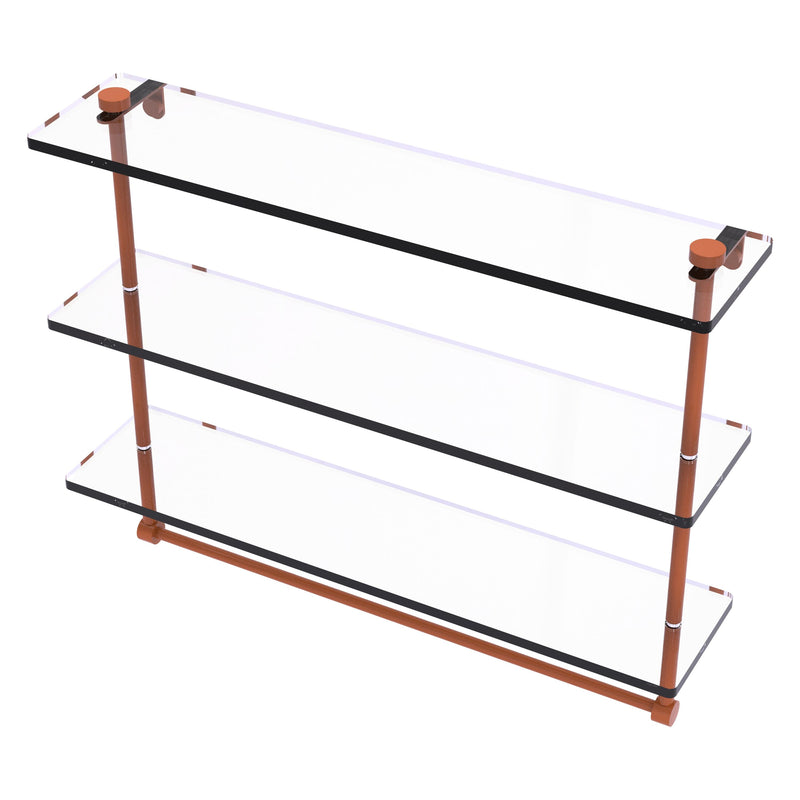 Triple Tiered Glass Shelf with Integrated Towel Bar