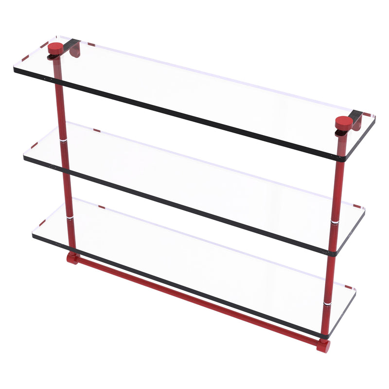 Triple Tiered Glass Shelf with Integrated Towel Bar