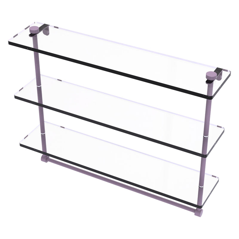 Triple Tiered Glass Shelf with Integrated Towel Bar