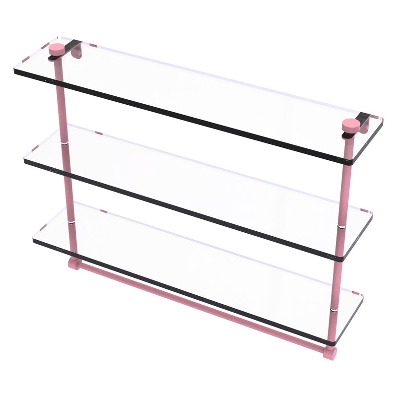 Triple Tiered Glass Shelf with Integrated Towel Bar