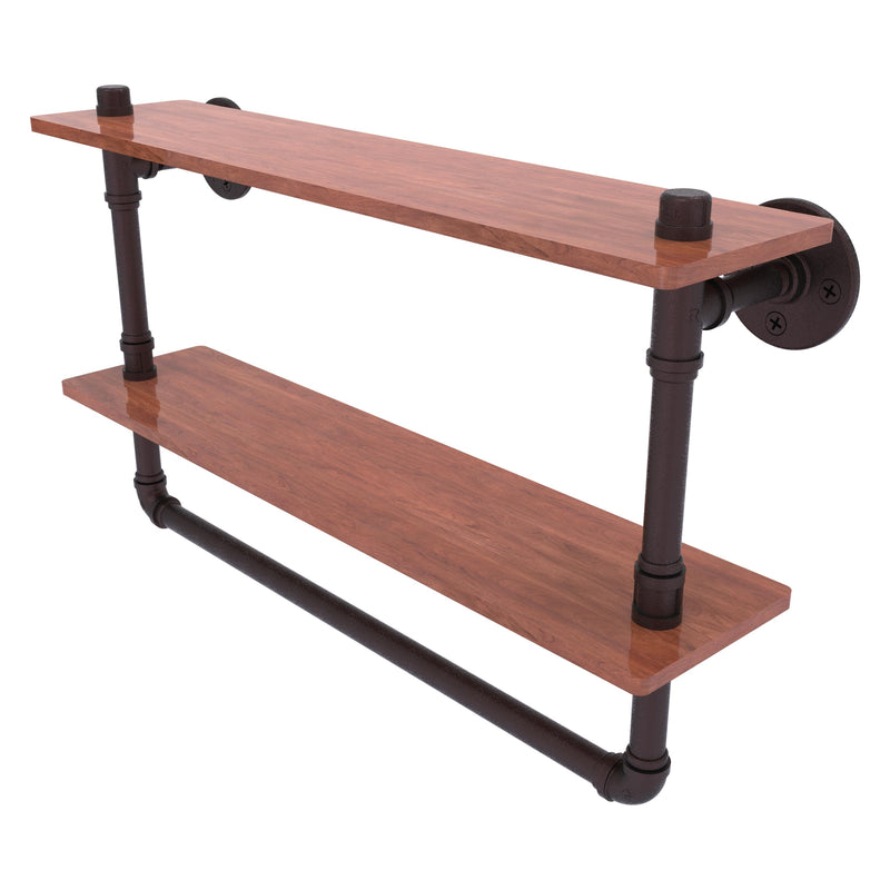 Pipeline Collection Double Ironwood Shelf with Towel Bar