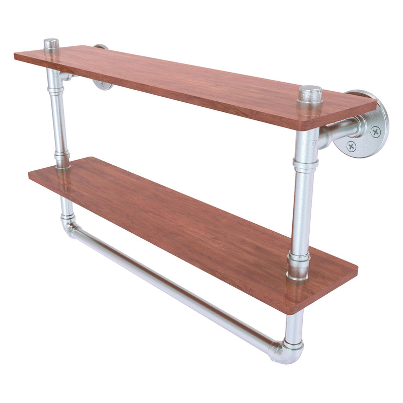 Pipeline Collection Double Ironwood Shelf with Towel Bar