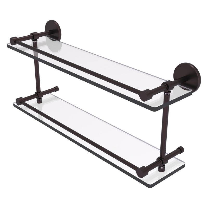 Prestige Skyline Collection Tempered Double Glass Shelf with Gallery Rail