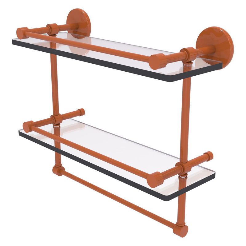 Prestige Skyline Collection Gallery Double Glass Shelf with Towel Bar