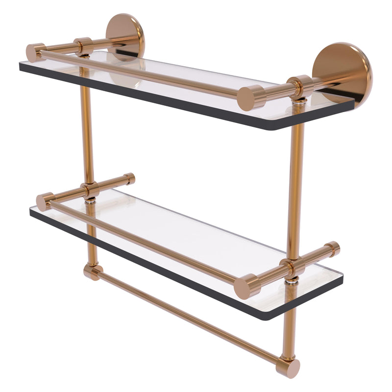 Prestige Skyline Collection Gallery Double Glass Shelf with Towel Bar