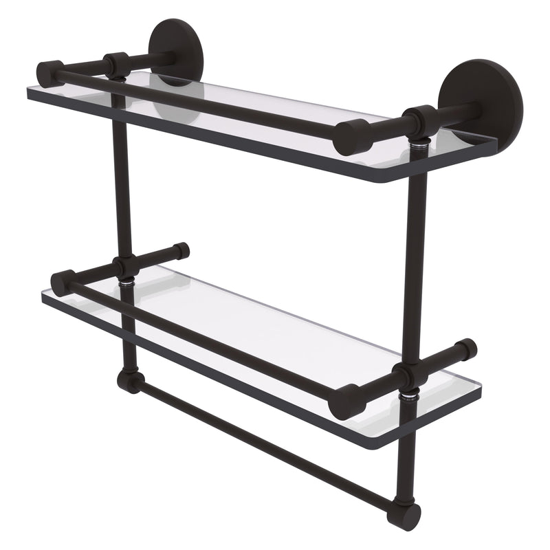 Prestige Skyline Collection Gallery Double Glass Shelf with Towel Bar