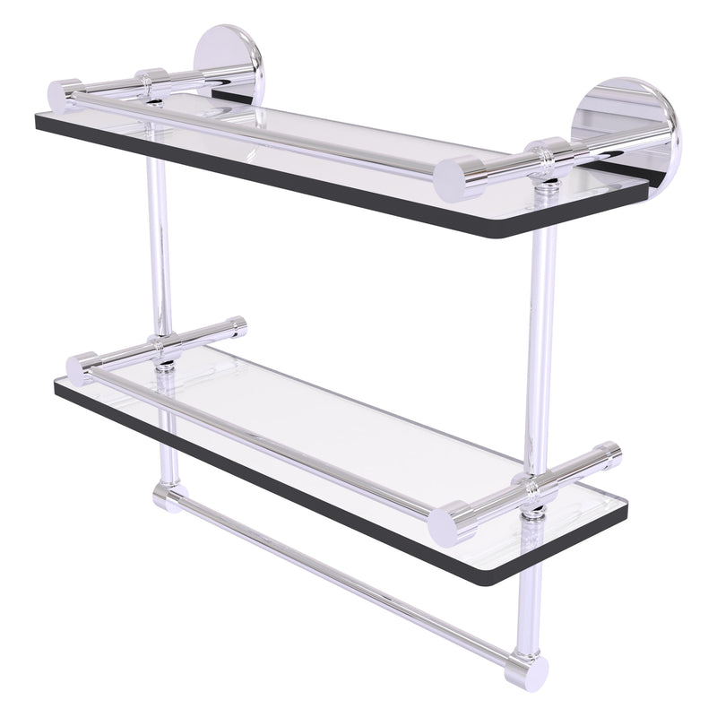 Prestige Skyline Collection Gallery Double Glass Shelf with Towel Bar