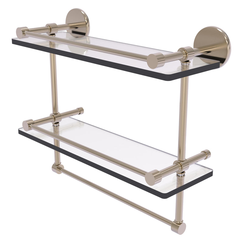 Prestige Skyline Collection Gallery Double Glass Shelf with Towel Bar