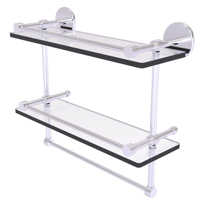 Prestige Skyline Collection Gallery Double Glass Shelf with Towel Bar