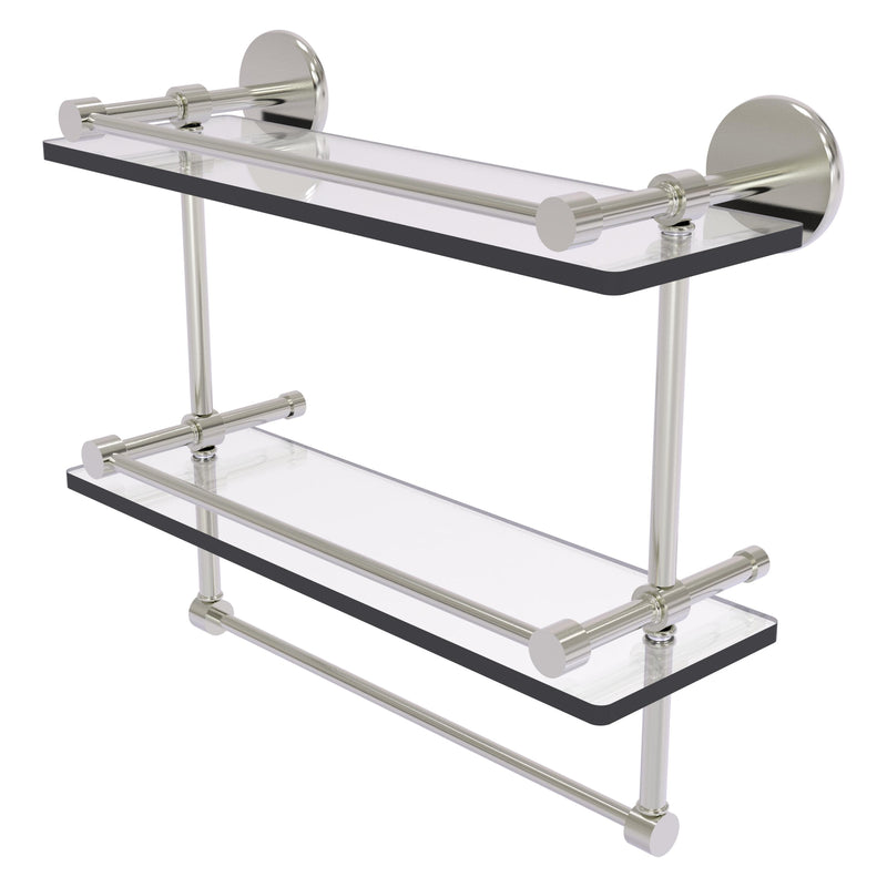 Prestige Skyline Collection Gallery Double Glass Shelf with Towel Bar