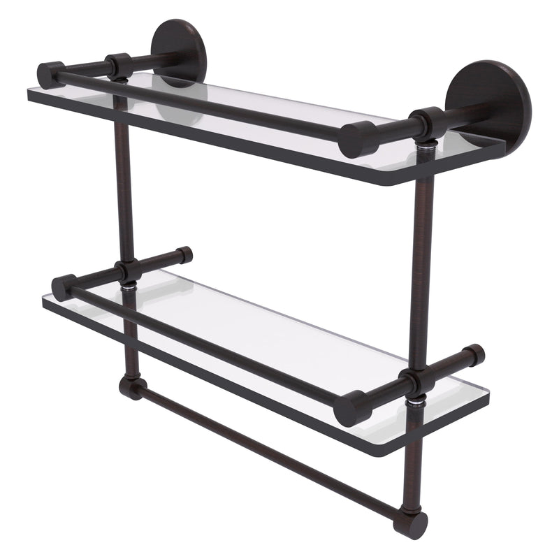 Prestige Skyline Collection Gallery Double Glass Shelf with Towel Bar