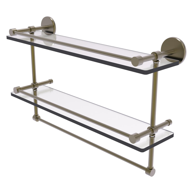 Prestige Skyline Collection Gallery Double Glass Shelf with Towel Bar