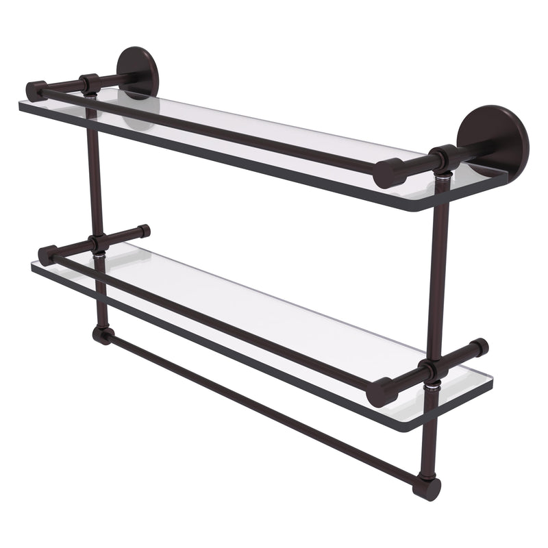 Prestige Skyline Collection Gallery Double Glass Shelf with Towel Bar