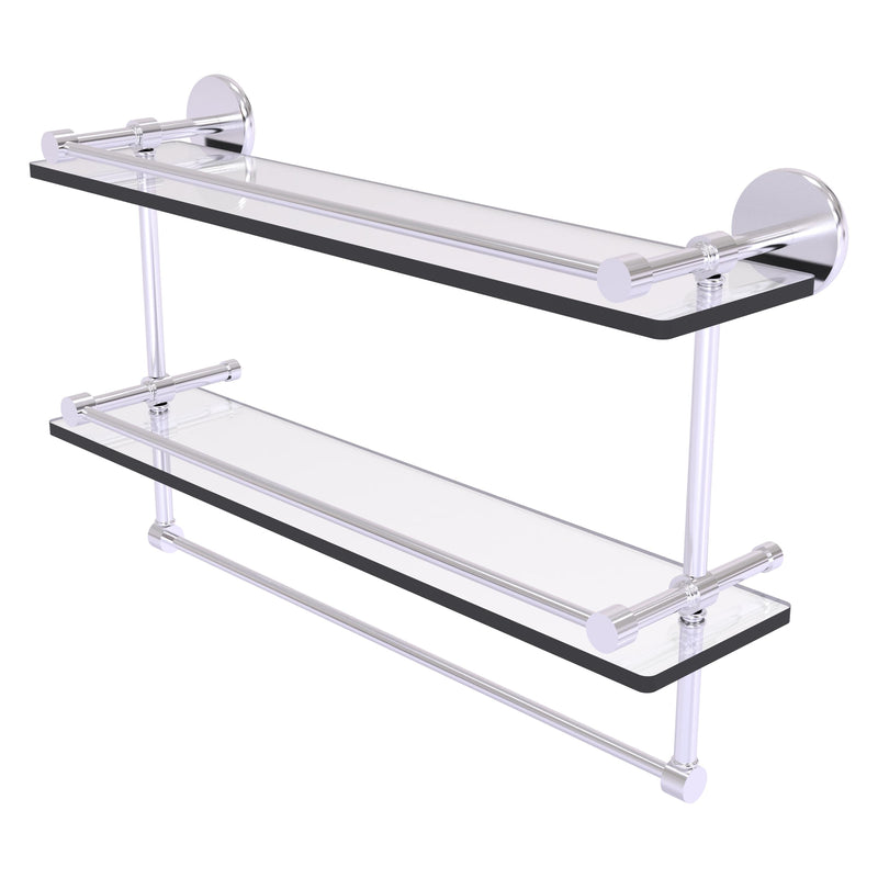 Prestige Skyline Collection Gallery Double Glass Shelf with Towel Bar