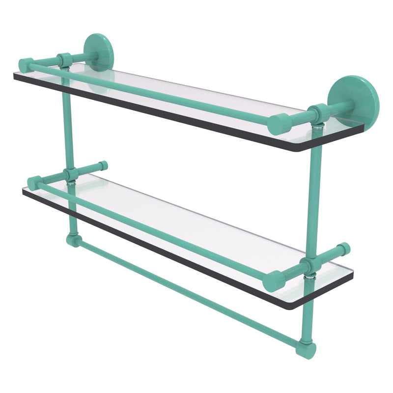 Prestige Skyline Collection Gallery Double Glass Shelf with Towel Bar