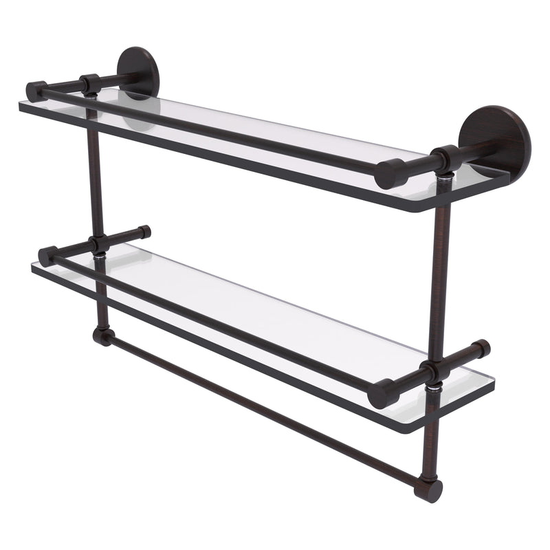 Prestige Skyline Collection Gallery Double Glass Shelf with Towel Bar