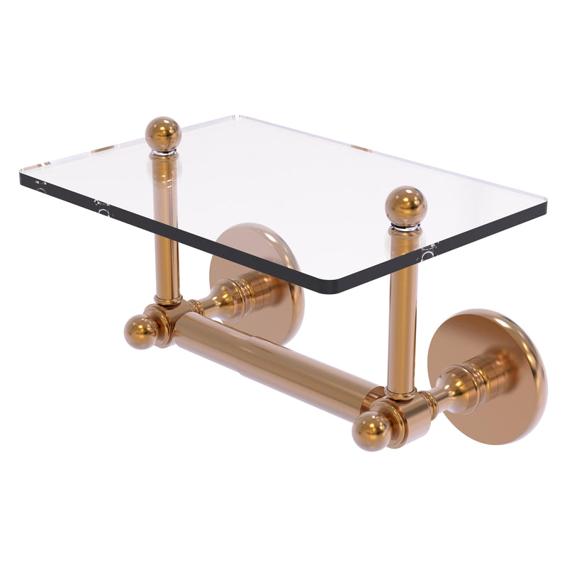 Prestige Skyline Collection Two Post Toilet Tissue Holder with Glass Shelf