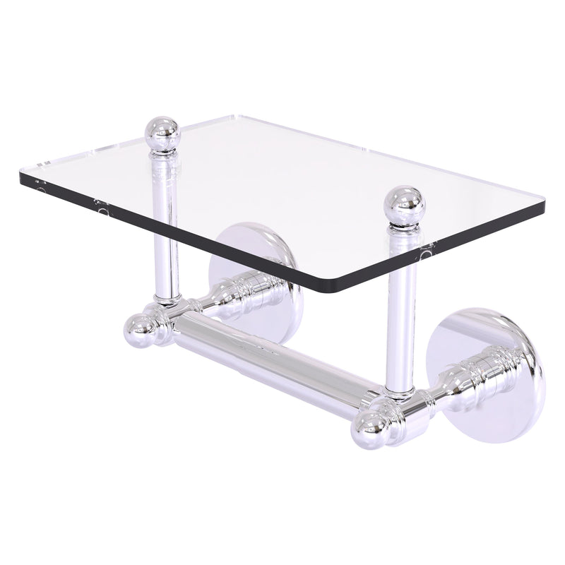 Prestige Skyline Collection Two Post Toilet Tissue Holder with Glass Shelf