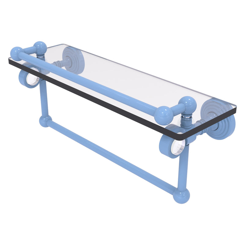 Pacific Grove Collection Glass Shelf with Gallery Rail and Towel Bar with Smooth Accents