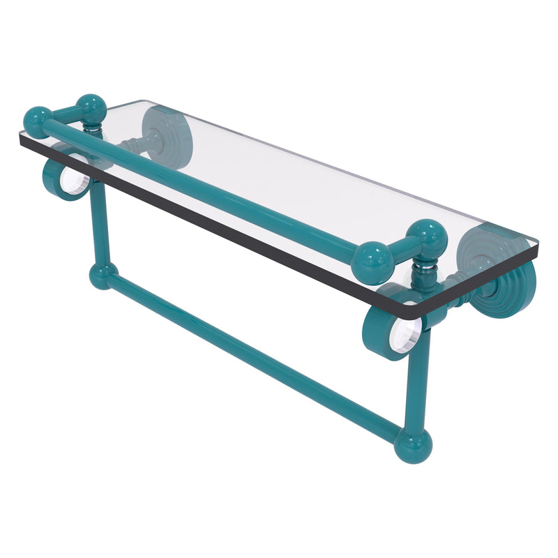 Pacific Grove Collection Glass Shelf with Gallery Rail and Towel Bar with Smooth Accents