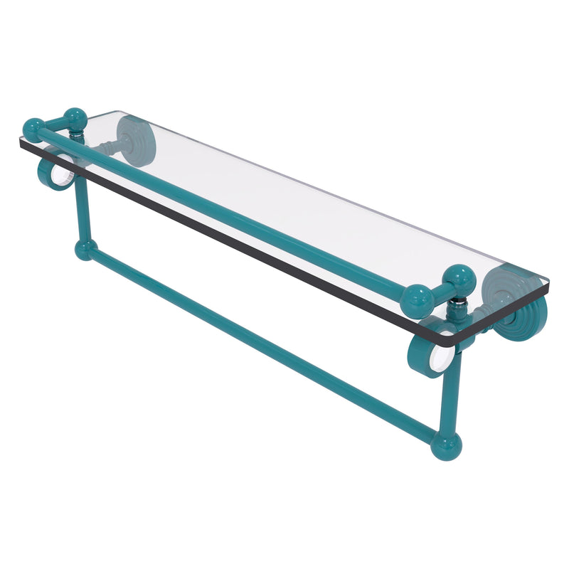 Pacific Grove Collection Glass Shelf with Gallery Rail and Towel Bar with Smooth Accents