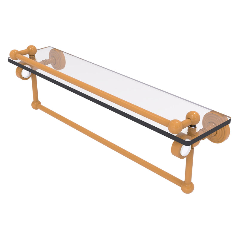 Pacific Grove Collection Glass Shelf with Gallery Rail and Towel Bar with Smooth Accents