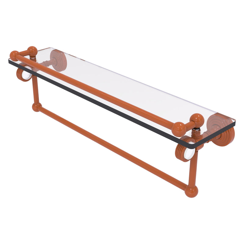 Pacific Grove Collection Glass Shelf with Gallery Rail and Towel Bar with Grooved Accents