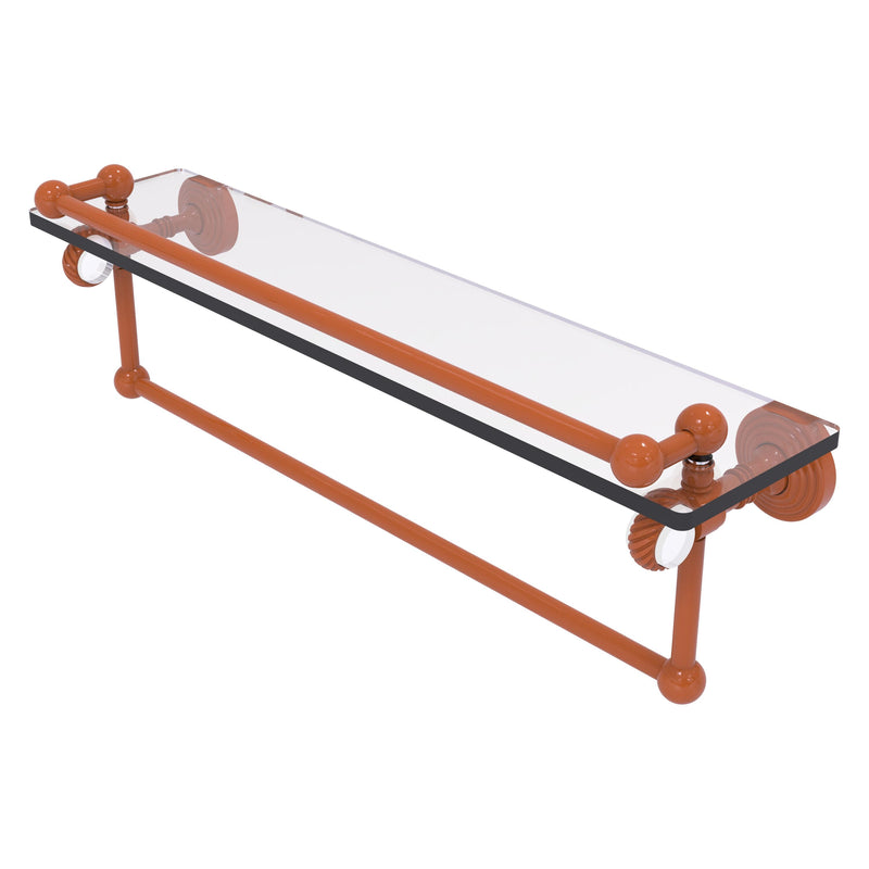 Pacific Grove Collection Glass Shelf with Gallery Rail and Towel Bar with Twisted Accents