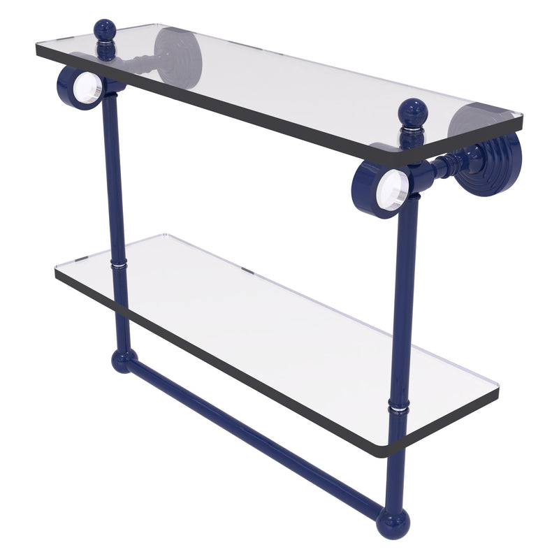 Pacific Grove Collection Double Glass Shelf  with Towel Bar with Smooth Accents