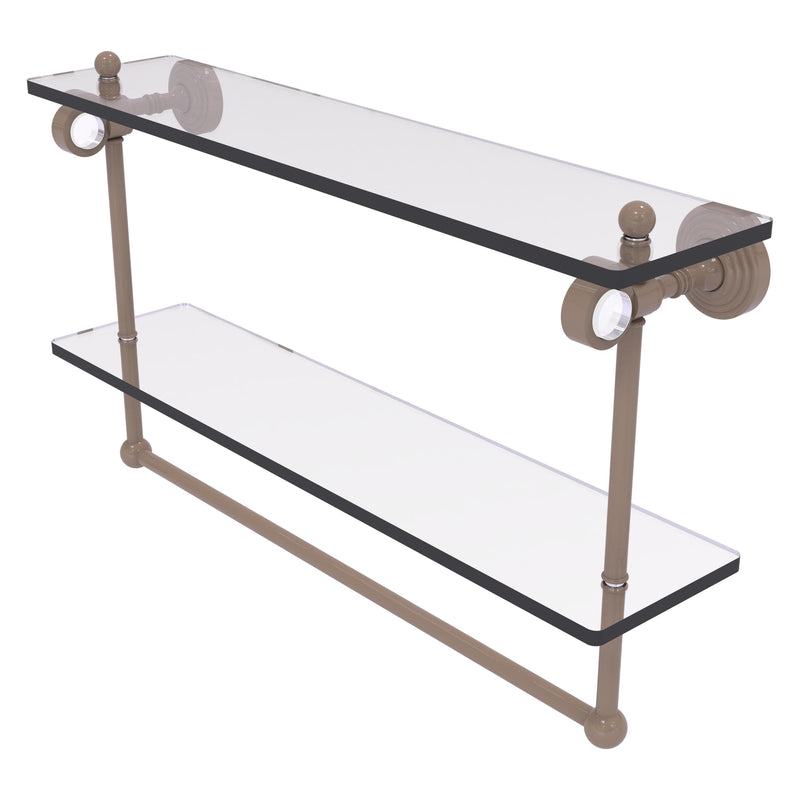 Pacific Grove Collection Double Glass Shelf  with Towel Bar with Smooth Accents