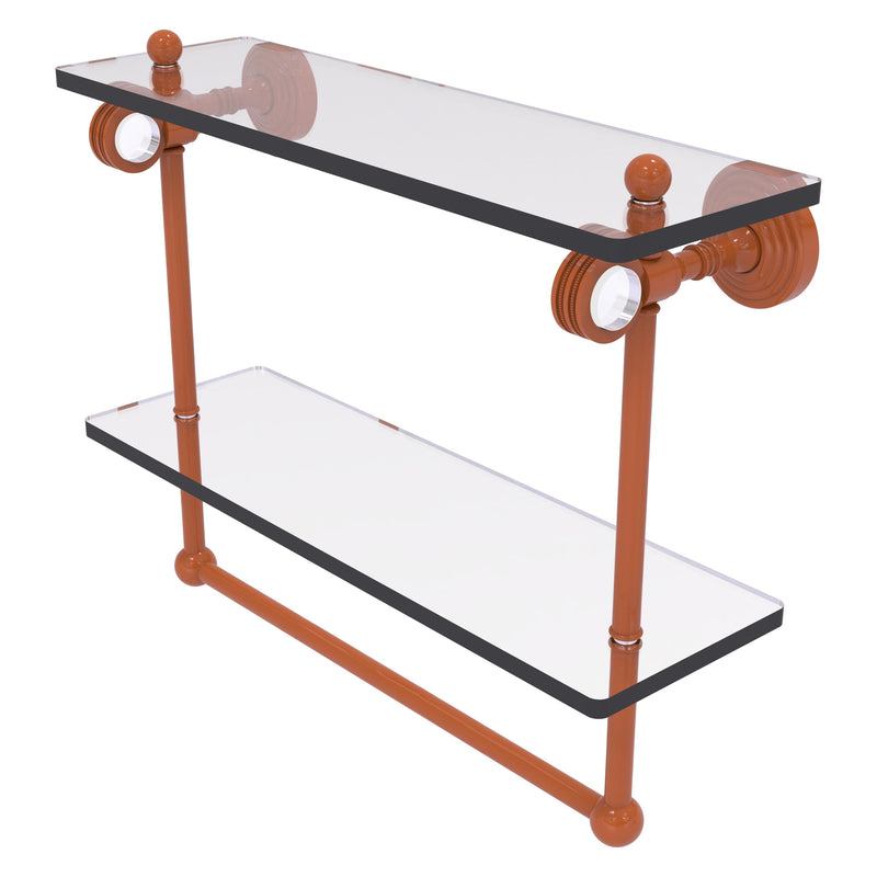 Pacific Grove Collection Double Glass Shelf  with Towel Bar with Dotted Accents