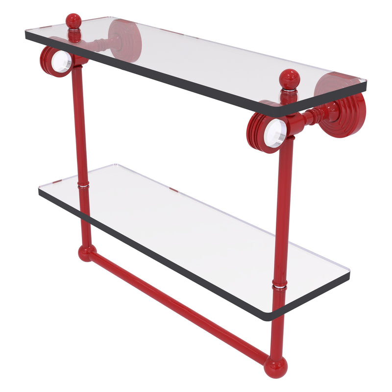 Pacific Grove Collection Double Glass Shelf  with Towel Bar with Dotted Accents