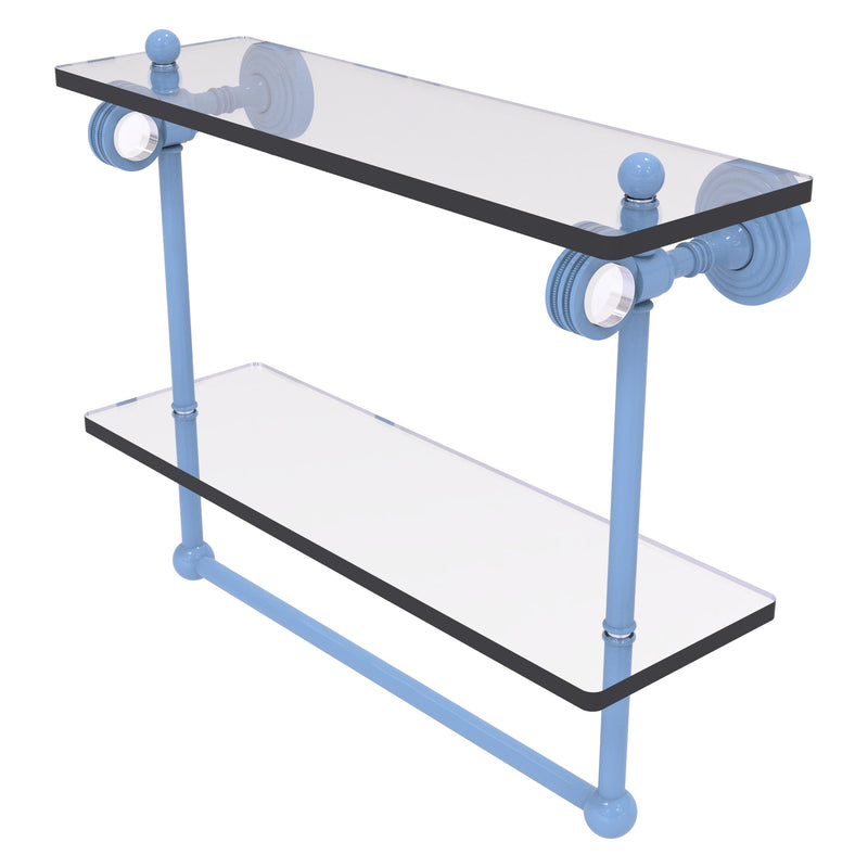 Pacific Grove Collection Double Glass Shelf  with Towel Bar with Dotted Accents