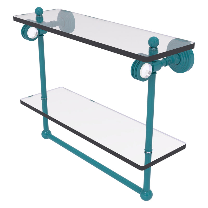 Pacific Grove Collection Double Glass Shelf  with Towel Bar with Dotted Accents