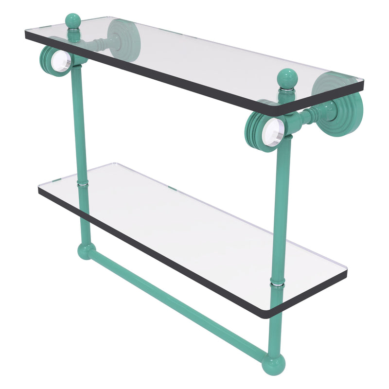 Pacific Grove Collection Double Glass Shelf  with Towel Bar with Dotted Accents