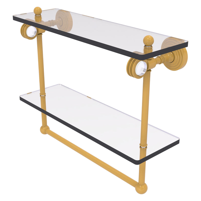 Pacific Grove Collection Double Glass Shelf  with Towel Bar with Dotted Accents