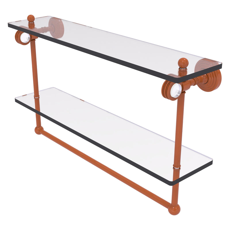 Pacific Grove Collection Double Glass Shelf  with Towel Bar with Dotted Accents