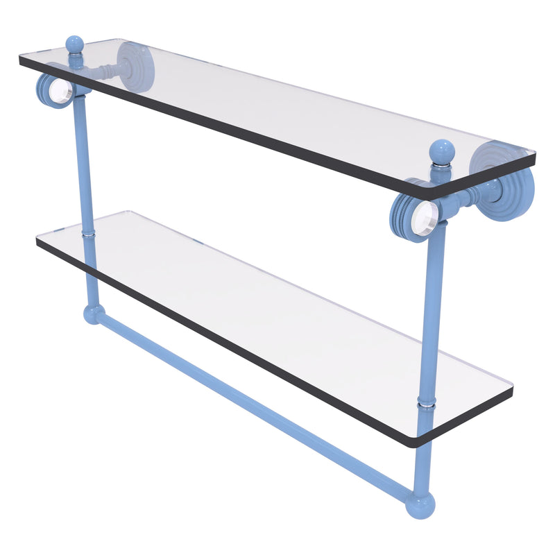 Pacific Grove Collection Double Glass Shelf  with Towel Bar with Dotted Accents