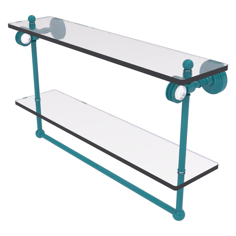 Pacific Grove Collection Double Glass Shelf  with Towel Bar with Dotted Accents