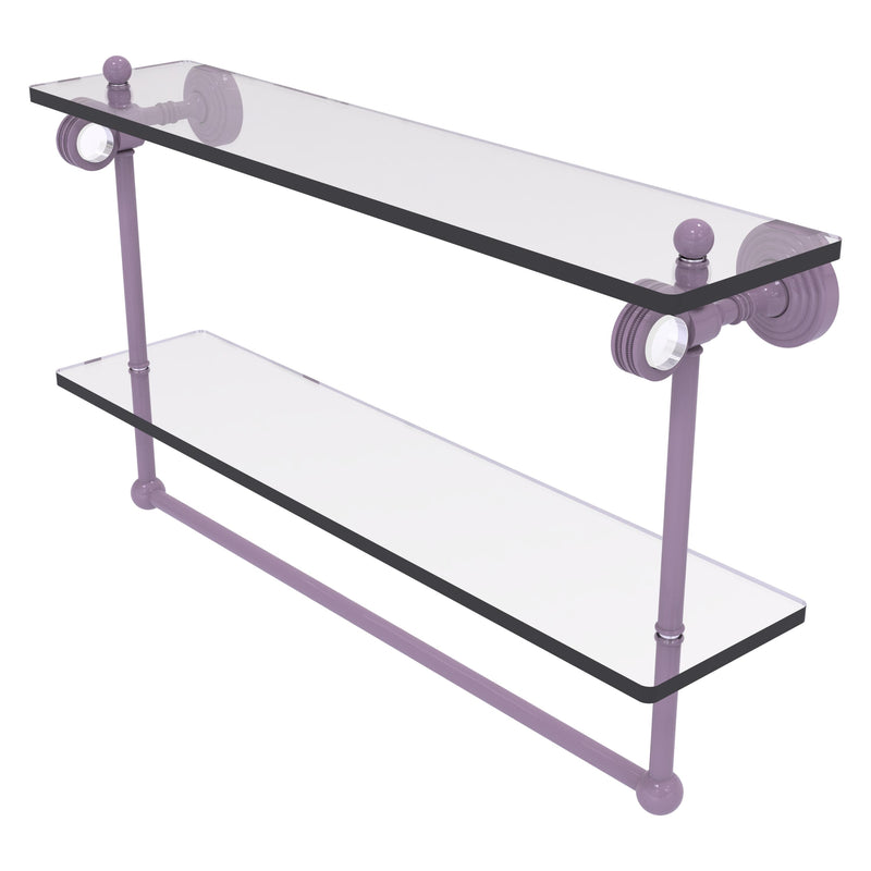 Pacific Grove Collection Double Glass Shelf  with Towel Bar with Dotted Accents