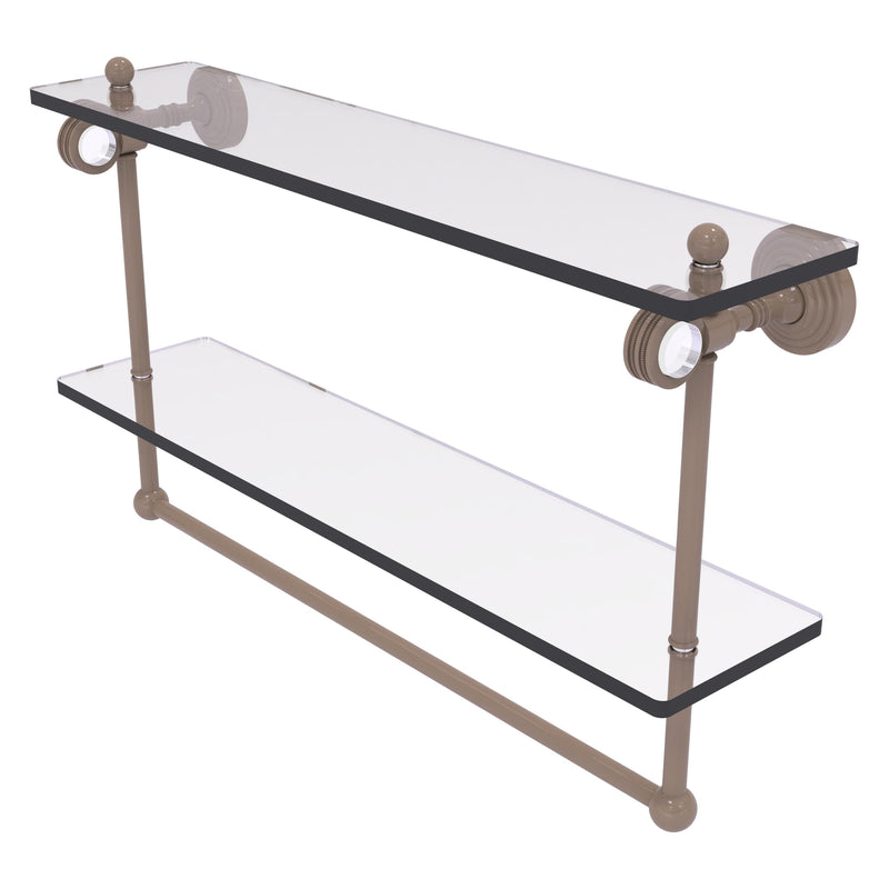 Pacific Grove Collection Double Glass Shelf  with Towel Bar with Dotted Accents