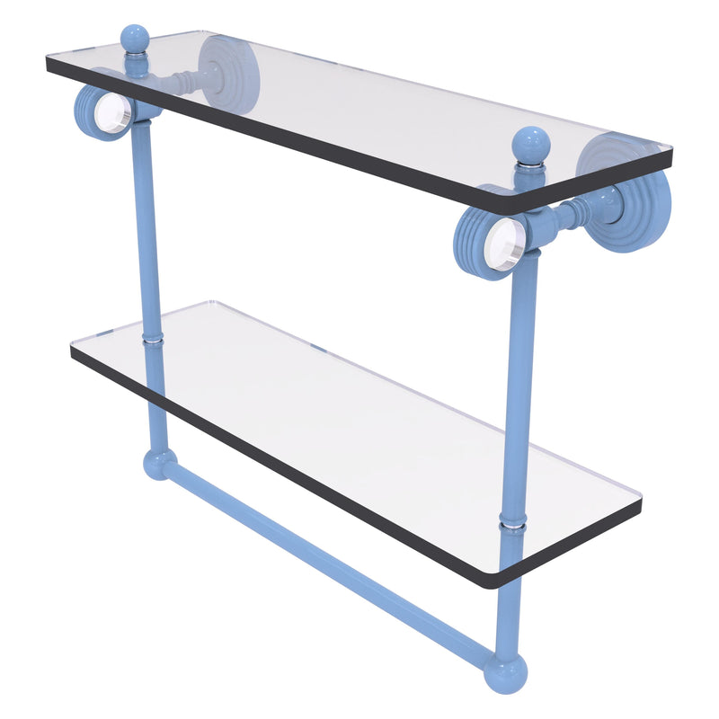 Pacific Grove Collection Double Glass Shelf  with Towel Bar with Grooved Accents