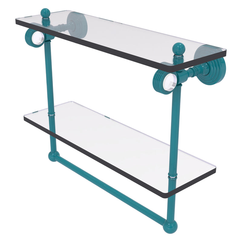 Pacific Grove Collection Double Glass Shelf  with Towel Bar with Grooved Accents