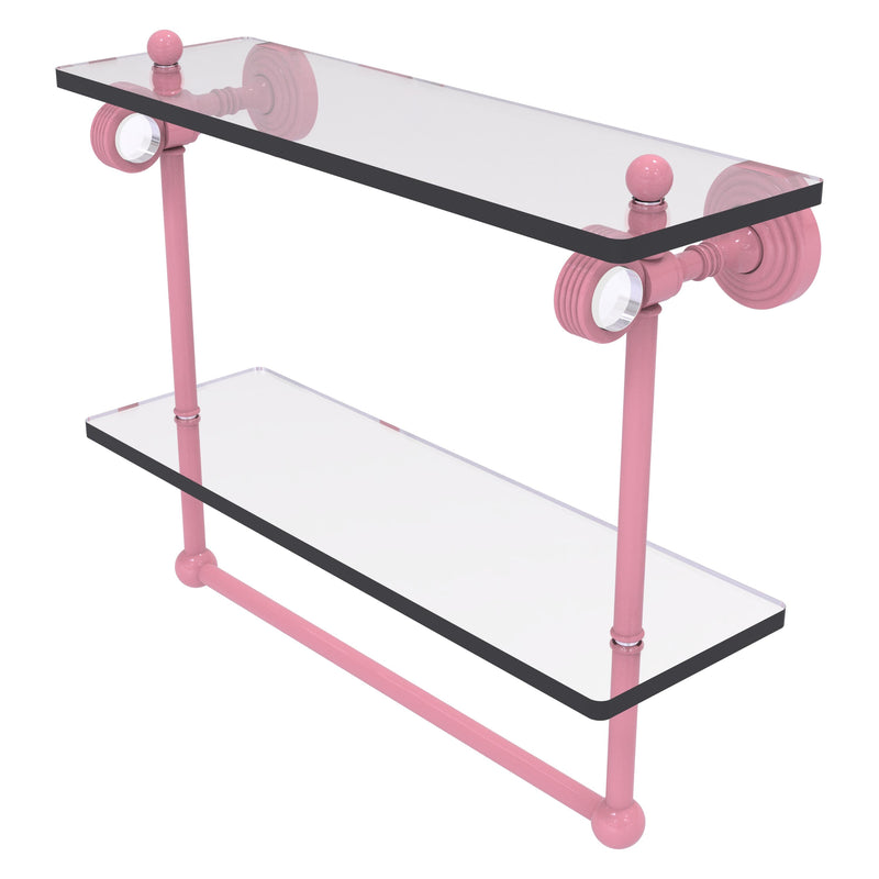 Pacific Grove Collection Double Glass Shelf  with Towel Bar with Grooved Accents