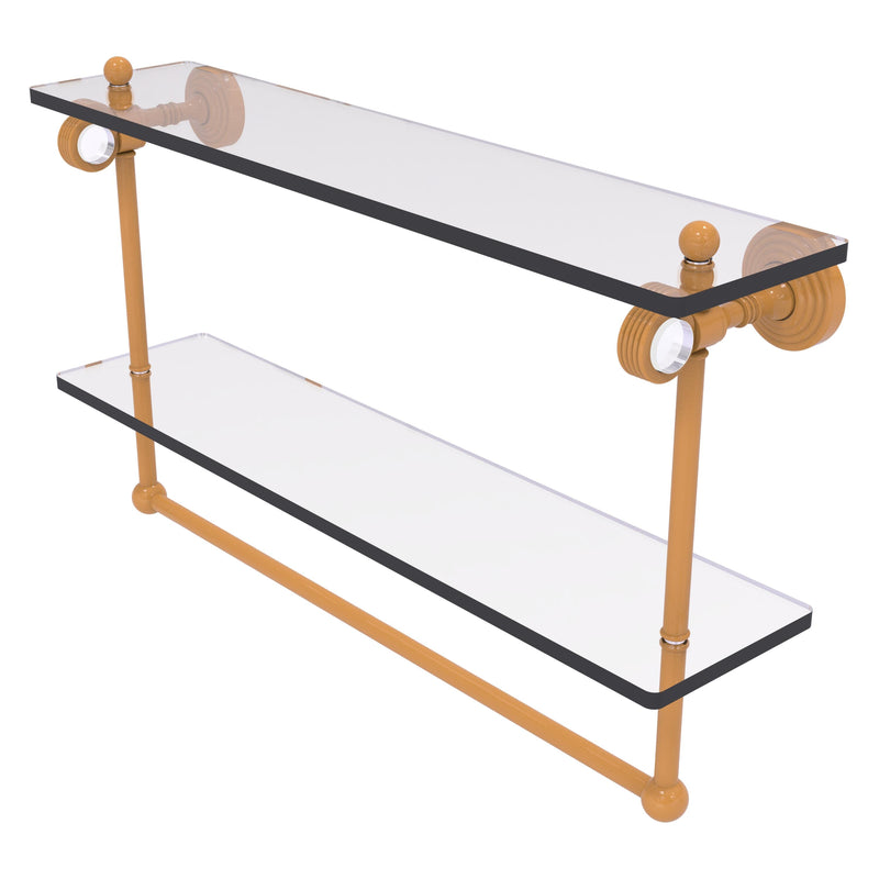 Pacific Grove Collection Double Glass Shelf  with Towel Bar with Grooved Accents