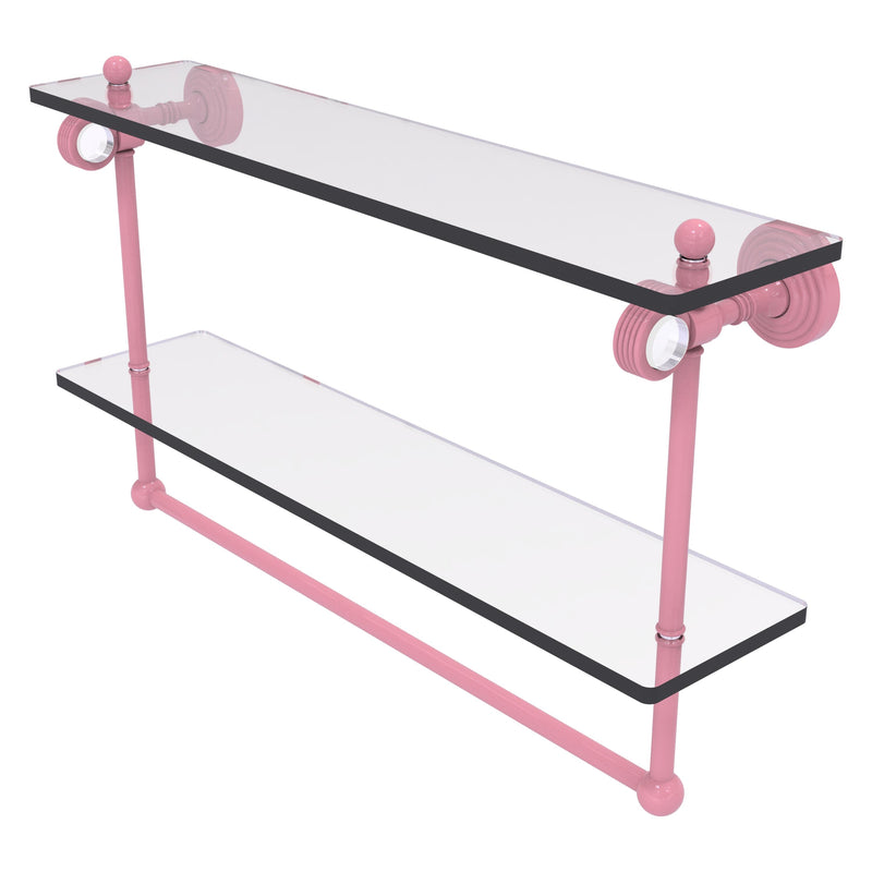 Pacific Grove Collection Double Glass Shelf  with Towel Bar with Grooved Accents