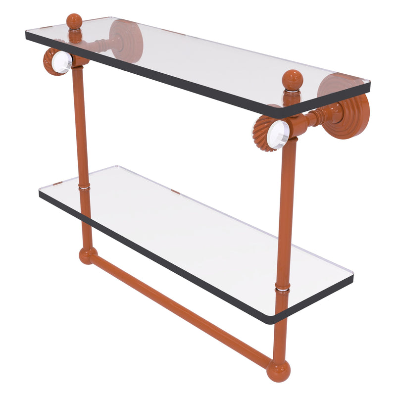 Pacific Grove Collection Double Glass Shelf  with Towel Bar with Twisted Accents